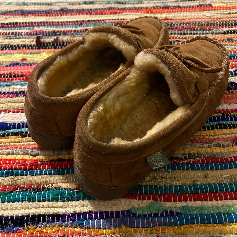 Cloud Nine Sheepskin Moccasin Slippers Slip On Loafers Leather Fur Men 10 - Picture 6 of 11